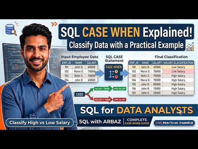 SQL CASE WHEN Explained with Practical Example   Classify Employees as High or Low Salary   SQL for