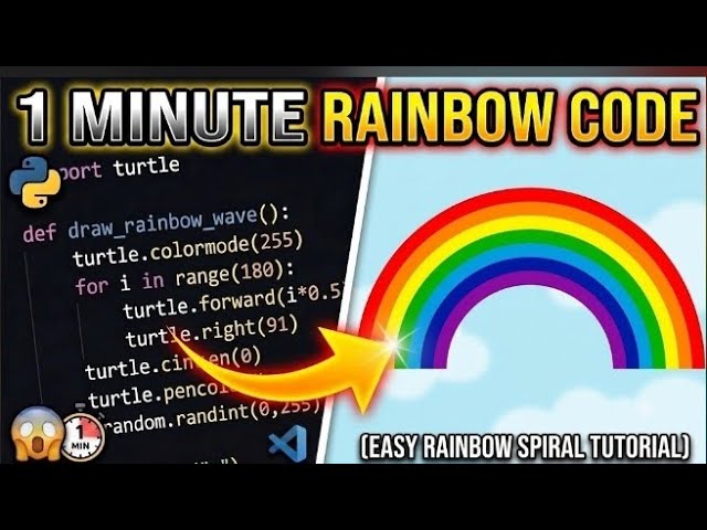 Python Turtle Graphics: Draw a Perfect Rainbow Arc in 1 Minute! 🌈"