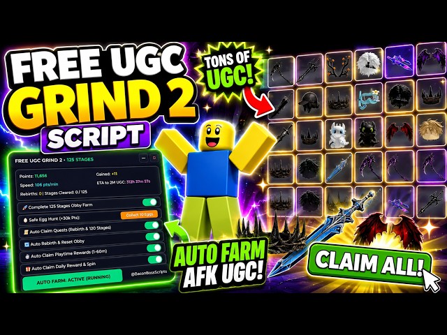 [FREE UGC] FREE UGC Grind 2 OP SCRIPT (AUTO FARM COIN FAST) | *PASTEBIN*