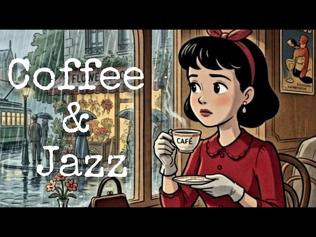 Paris 1940s Cartoon Jazz  - Coffee and Jazz with Edith | Paris Rainy Cafe