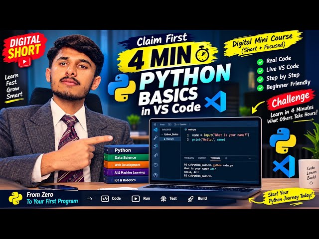 Python Basics in 4 Minutes 🚀 | Learn Python from Zero in VS Code