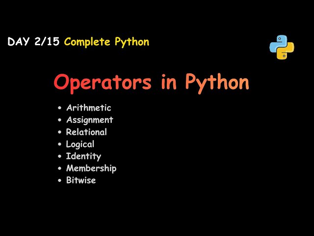 Operators in  Python– Arithmetic, Relational, Logical & More (Day 2)