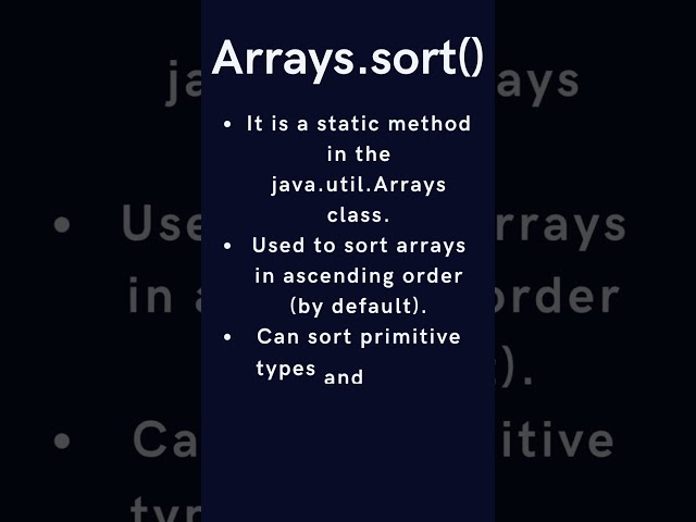 Arrays.sort() #Java #coding#shorts