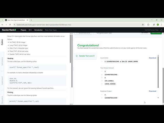 HackerRank C++ | Basic Data Types Problem Solution | Introduction Section