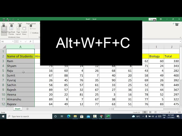 How to freeze first column using short cut key in Microsoft Excel@COMPUTEREXCELSOLUTION