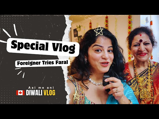 Foreigner Tries Diwali Faral 😋 | Our Diwali in Canada | Abhyang Snan & Celebration Vlog 🪔🎉