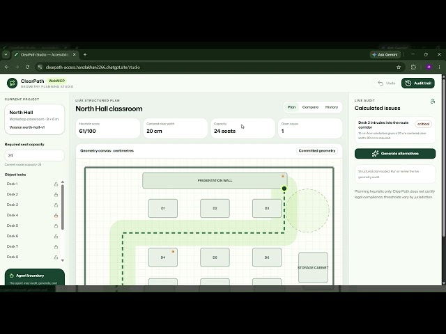 ClearPath — WebMCP accessibility planning an agent can measure