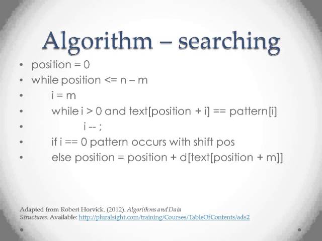 Boyer Moore Horspool Algorithm