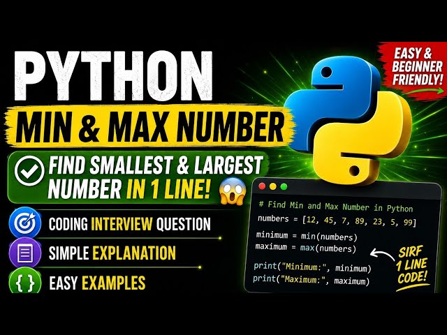 Python Mein Min() & Max() Function Ka Concept | Smallest & Largest Number in 1 Minute #python #code 