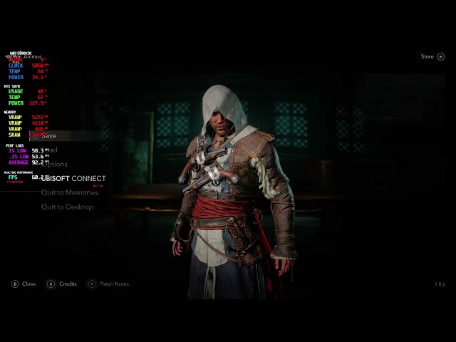 Assassin's Creed Black Flag Resynced 1440p Benchmark | RTX 5070 + Ryzen 7 7800X3D | FPS & Settings