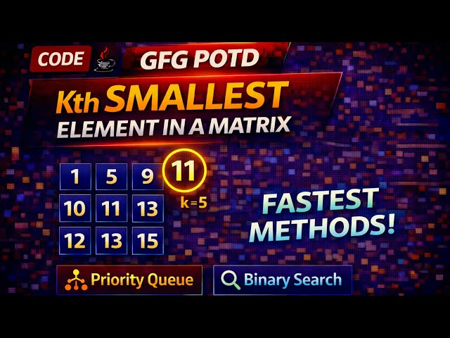 Kth Smallest Element in a Matrix | GFG POTD | Priority Queue & Binary Search | Java