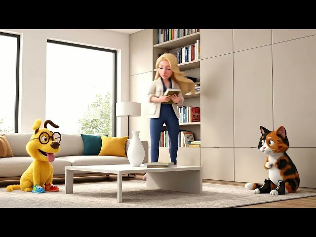 3D Animation: Canine & Feline Hero Save Elara's Lost Ring in Modern Home!