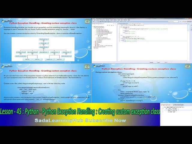 Lesson - 45 : Python3 - Python Exception Handling : Creating custom exception class