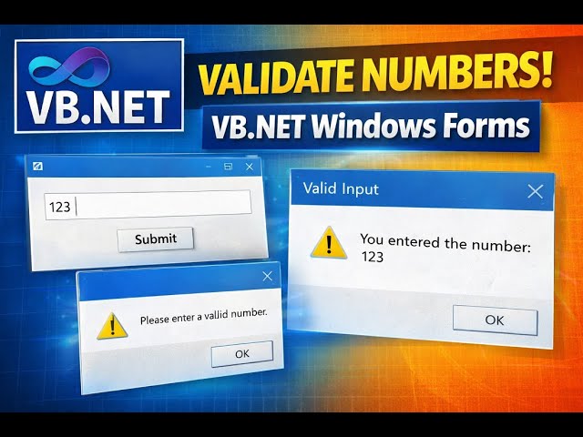 VB.NET Windows Forms Tutorial | Validate Numeric Input in TextBox Before Showing MessageBox