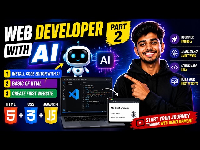 How to Become a Web Designer Using AI | Part 2 | Install VS Code with AI & Create Your First HTML