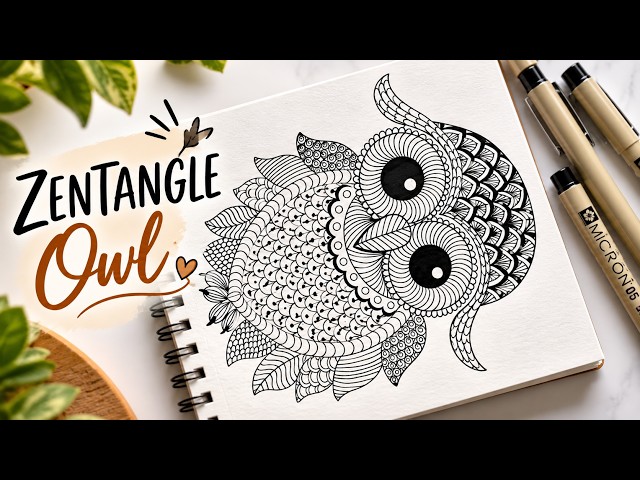 I Turned an Owl Into Zentangle Art 🦉 | Relaxing Drawing