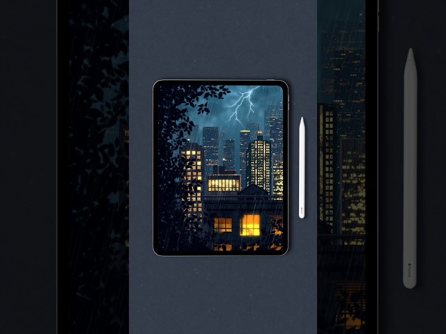Rainy cityscape drawing in #procreate