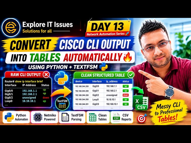 Convert Cisco CLI Output into Tables with Python 🔥 | TextFSM Tutorial | Day 13