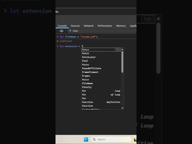 Find File Extension with JavaScript 📁🤯 | split() & pop() #shorts