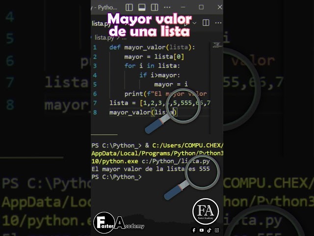 ✅Mayor valor de una lista con Python #python  #pythonespañol  #listas