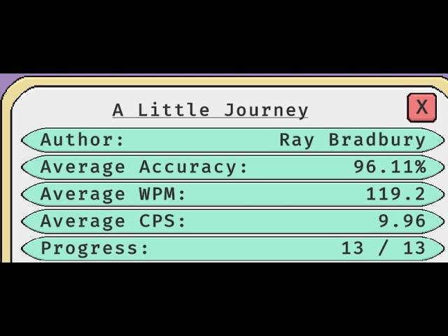 A Little Journey CozyTyper Gameplay (WPM 119 Story Completion in 1 Attempt)