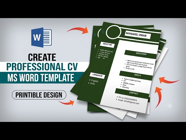 Create Professional CV in MS Word (Step-by-Step Tutorial) | Professional Resume Design in MS Word