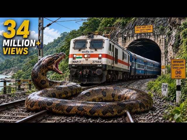 Giant Anaconda Stops Indian Train and Refuses to Move for Minutes