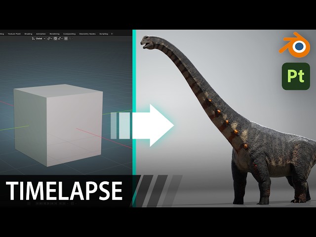 Designing a unique 3D Sauropod model from scratch in Blender | Timelapse