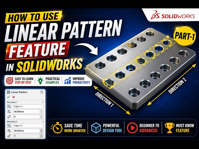 SOLIDWORKS Linear Pattern Tutorial | Complete Beginner Guide Part 1