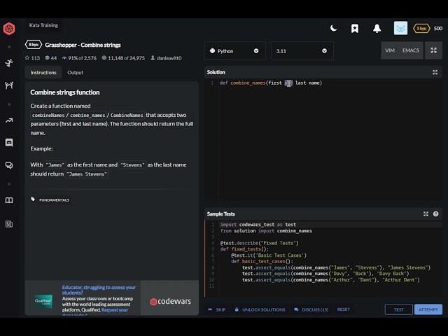 codewars python Grasshopper   Combine strings