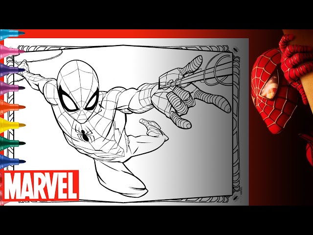 MARVEL SPIDERMAN COLORING PAGE - SPIDER-MAN Coloring Book -  Avengers Coloring Page - Peter Parker