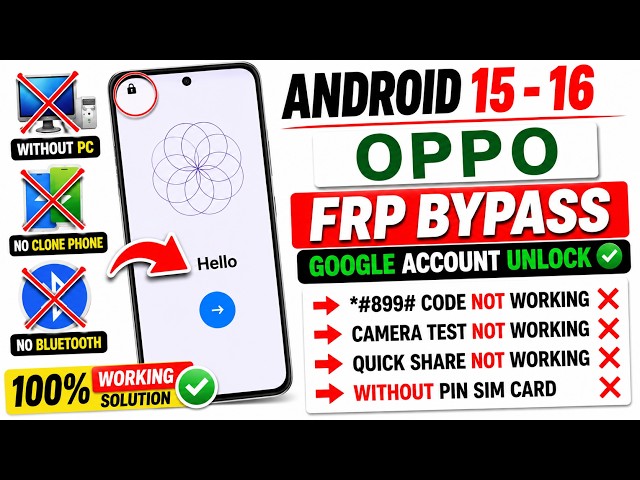 ALL Oppo Frp Bypass Android 16 (Latest Update 2026) New Method | Android 16 Frp Bypass All Models