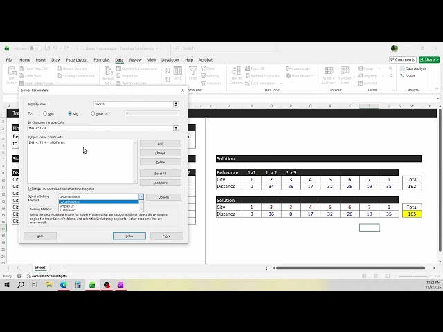 Linear Programming with Excel using Solver