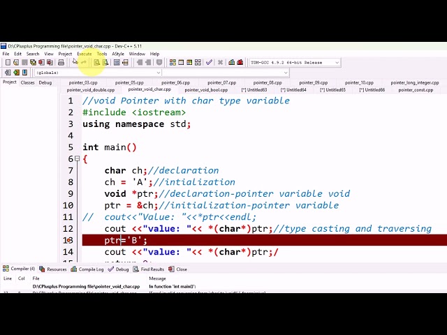 Lecture:84|pointer |void type pointer for char type variable| declaration & initialization | Pashto