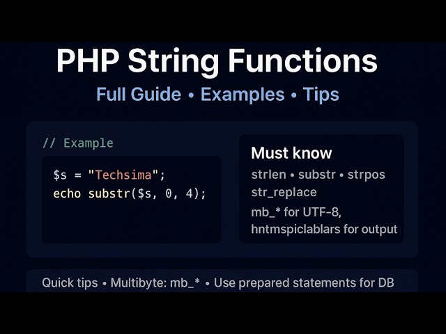 PHP String Functions Explained | Full Guide with Examples | strlen, substr, strpos, str_replace