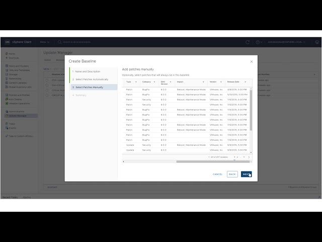 Remediate Hosts Against Patch Baselines using Update Manager
