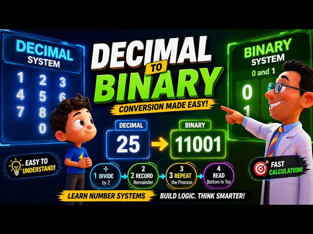 Decimal to Binary Conversion 🔥 | Number System Made Easy (Animated Tutorial) | Alwyn Rajiv S