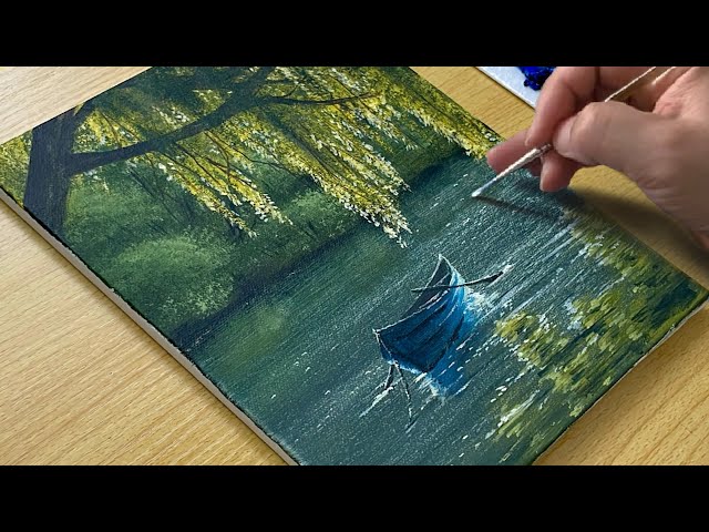Relaxing Lake Painting Tutorial - Easy Acrylic Art for Beginners