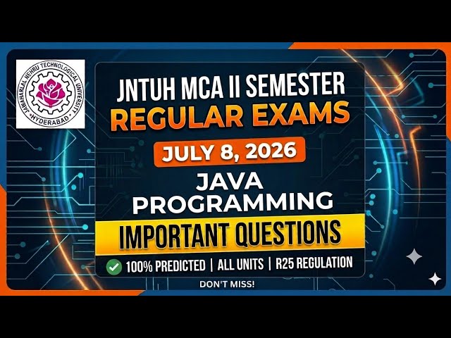 👉🏼JNTUH MCA II Semester R25 Java Programming Important Questions july 2026 I don't Miss 👍🏼