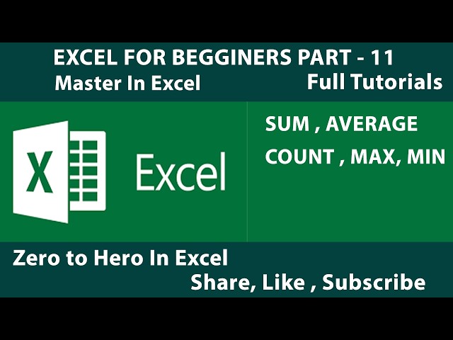 5 Basic Excel Formulas for Every Beginners | SUM/ Average/ MAX/ MIN/ Count #excel