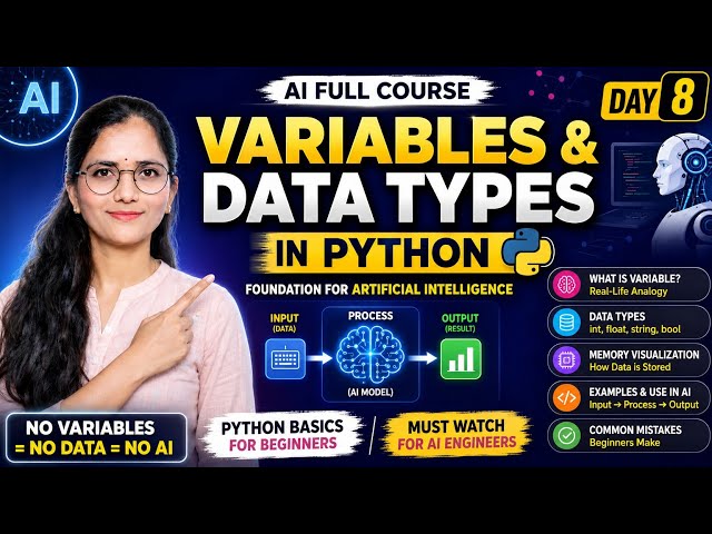Python Variables & Data Types for AI | AI Full Course | Python Basics for Beginners