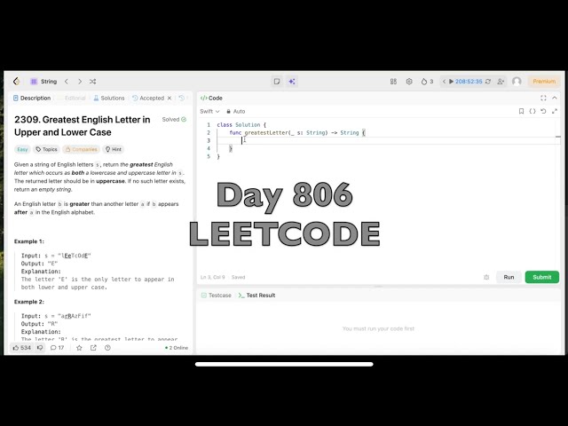 Day 806: LeetCode Problem 2309. Greatest English Letter in Upper and Lower Case - Swift