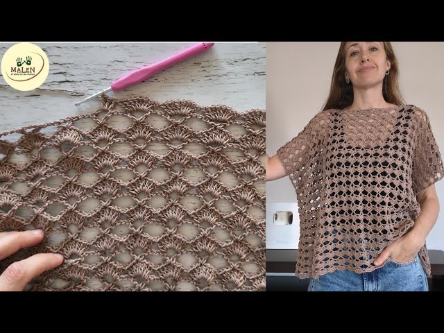 Top Alba crochet | Blusa calada mujer multitalle verano (FÁCIL y RAPIDA) 2 partes iguales ganchillo