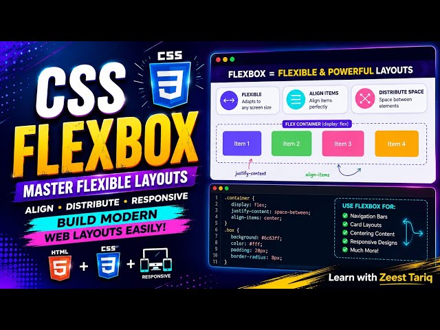 CSS Flexbox Tutorial | Master Flexible & Responsive Layouts | HTML & CSS