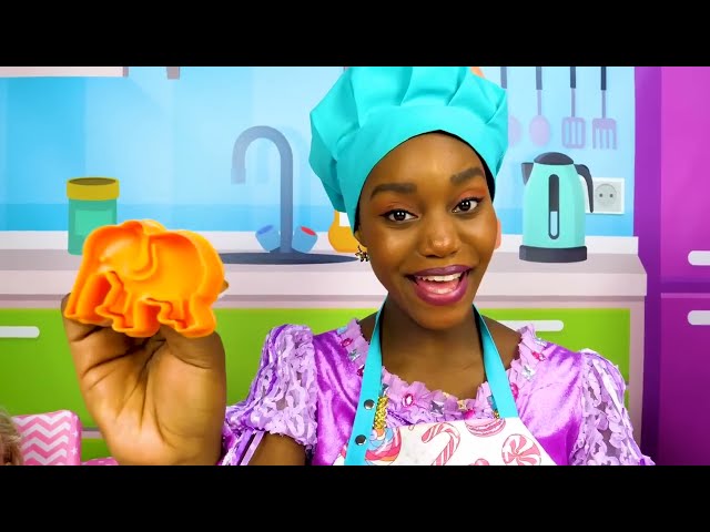 Preparing toy food and care routines with dolls