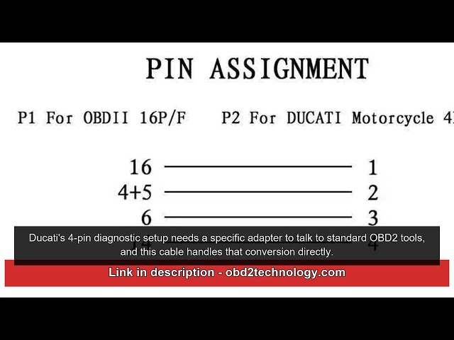 Ducati Motorcycle 4-Pin OBD to 16 pin obd2 Diagnostic Cable | Obd2Technology