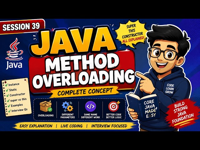39 Java Method Overloading | Instance, Static & Constructor Overloading | Session 39