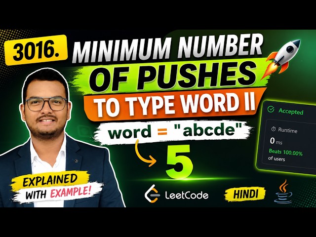 3016. Minimum Number of Pushes to Type Word II | Java Solution | LeetCode 3016 | Hindi