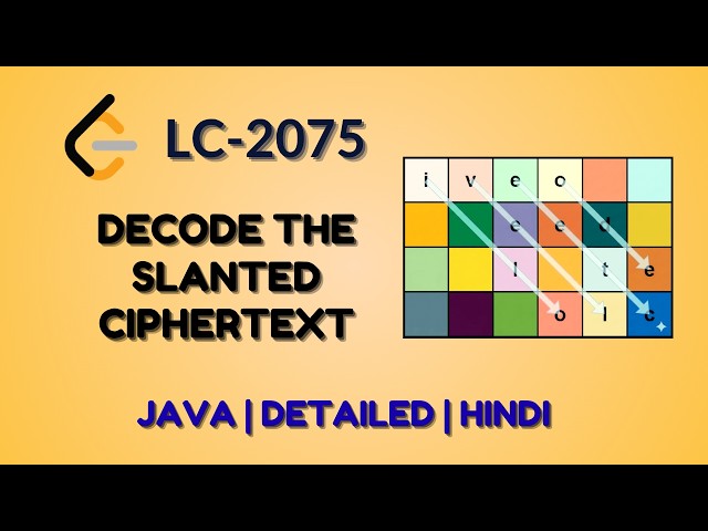 Decode the Slanted Cipher Text | Leetcode 2075 | Java | Hindi