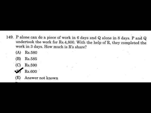 Previous year question  TNPSC P alone can do apiece of work in 6 days and Q alone in 8 days. P and Q